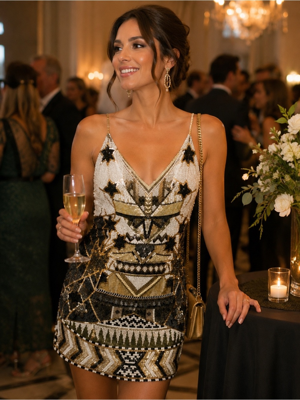 Anthropologie Bendito Pie Sequin Mini Dress size M EUC